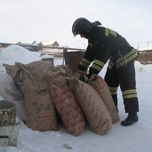 Иркутские пожарные привезли более 400 кг корма для собак в приют в Карлуке