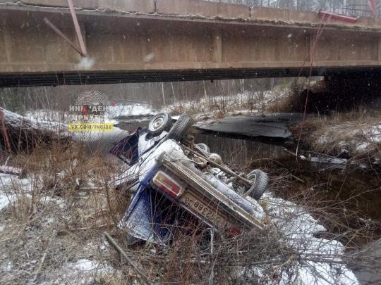 Двое подростков на Жигулях упали с моста в Братском районе