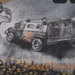 В Иркутске появилось граффити с мальчиком-танкистом с украинской границы