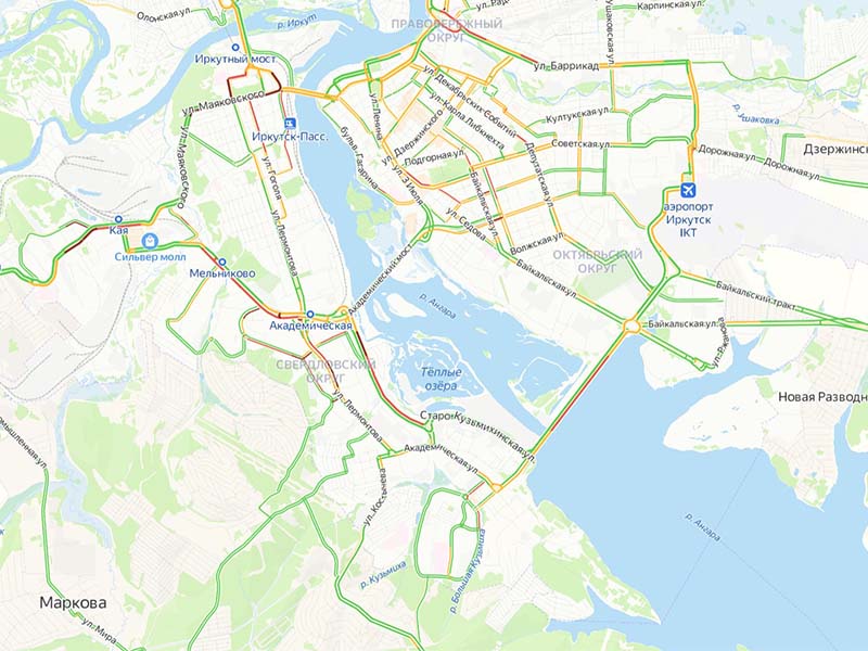 Девятибалльные пробки образовались на дорогах Иркутска утром 1 декабря