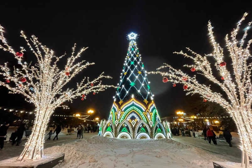 Главную новогоднюю ёлку зажгли в Иркутске