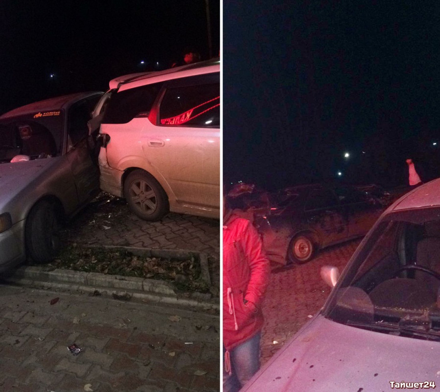 Пьяный житель Тайшета ночью разбил шесть машин. Видео с места событий