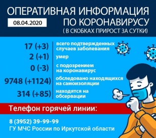 По данным на 8 апреля, в Иркутской области официально подтверждено 17 случаев коронавируса