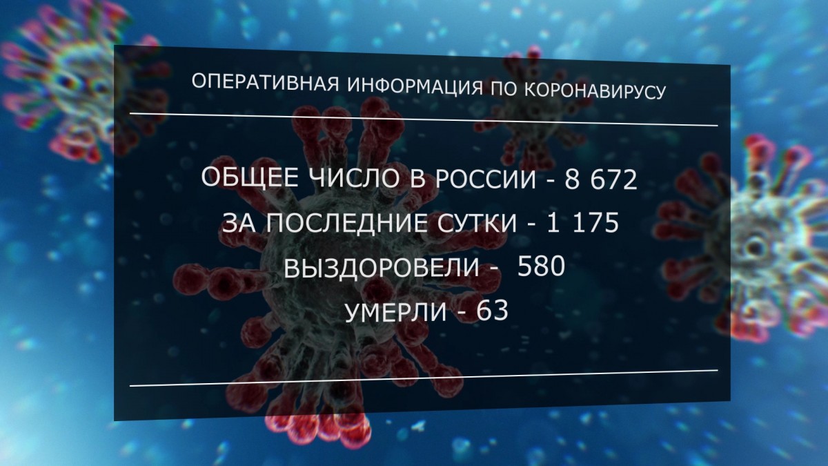 В России 8672 человека заражены новой коронавирусной инфекцией