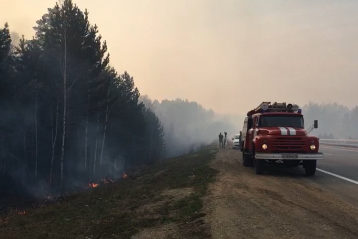 Первый лесной пожар потушили в Иркутской области