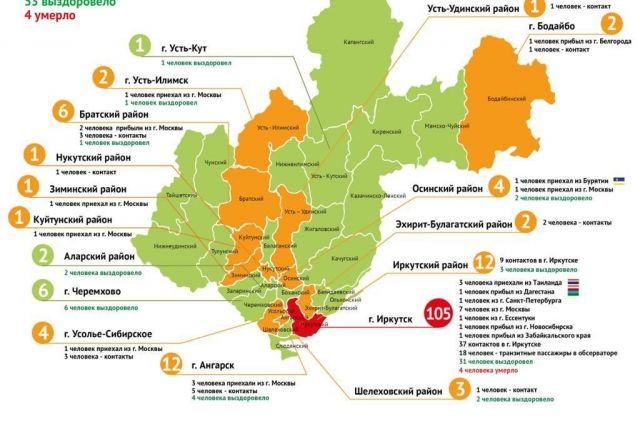 Коронавирус обнаружили в 17 районах Иркутской области