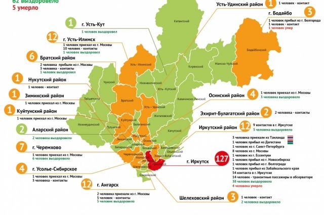 Коронавирус зафиксировали в 17 районах Иркутской области