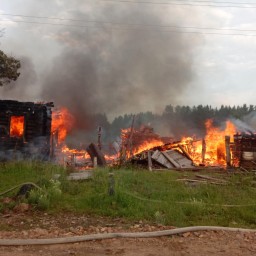 В Лесогорске горели два заброшенных после наводнения дома