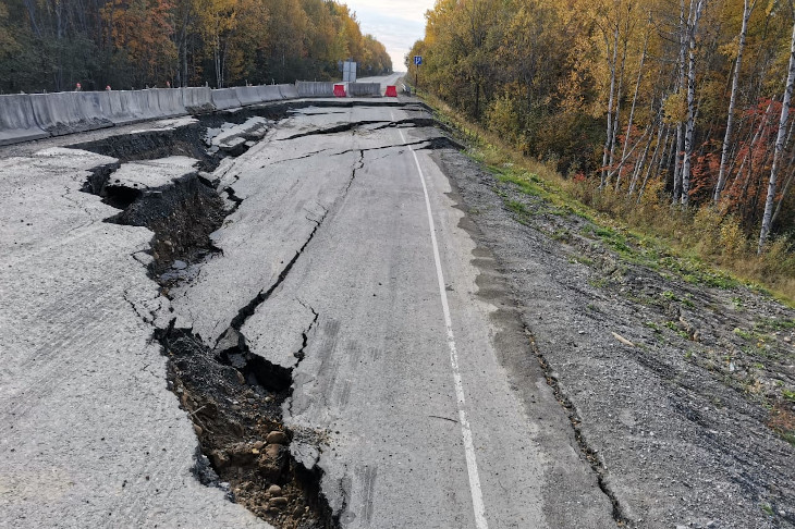 Провал на трассе Р-258 «Байкал» в Бурятии появился до землетрясения из-за обильных осадков