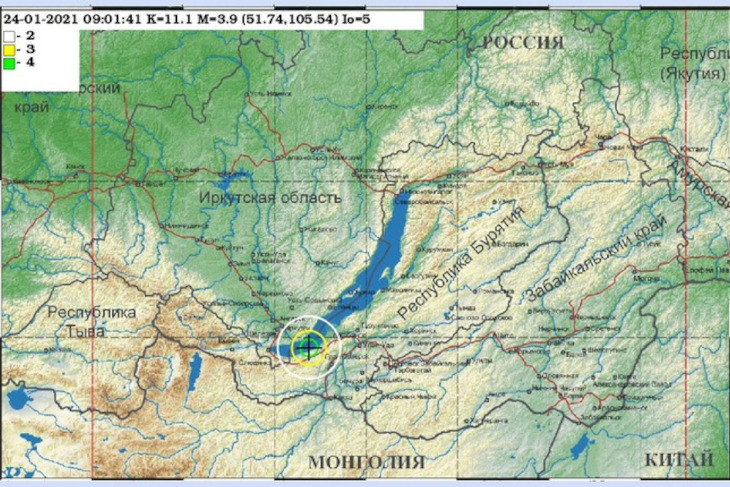 Землетрясение силой 5 баллов произошло на юге Байкала вечером 24 января