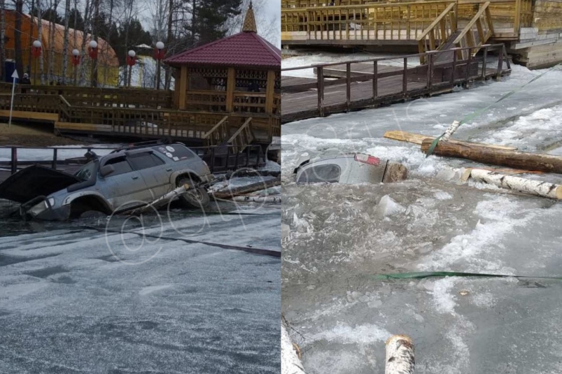Три авто провалились под лед в Иркутской области