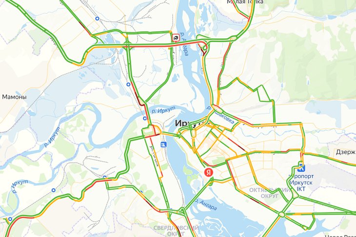 Восьмибалльные пробки образовались в Иркутске и пригороде утром 17 мая