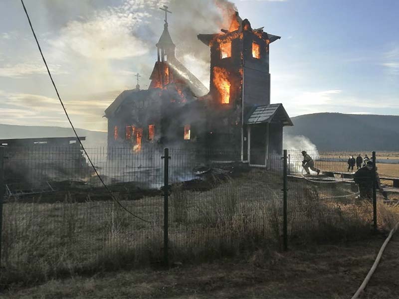 Храм горел в селе Белоусово Качугского района