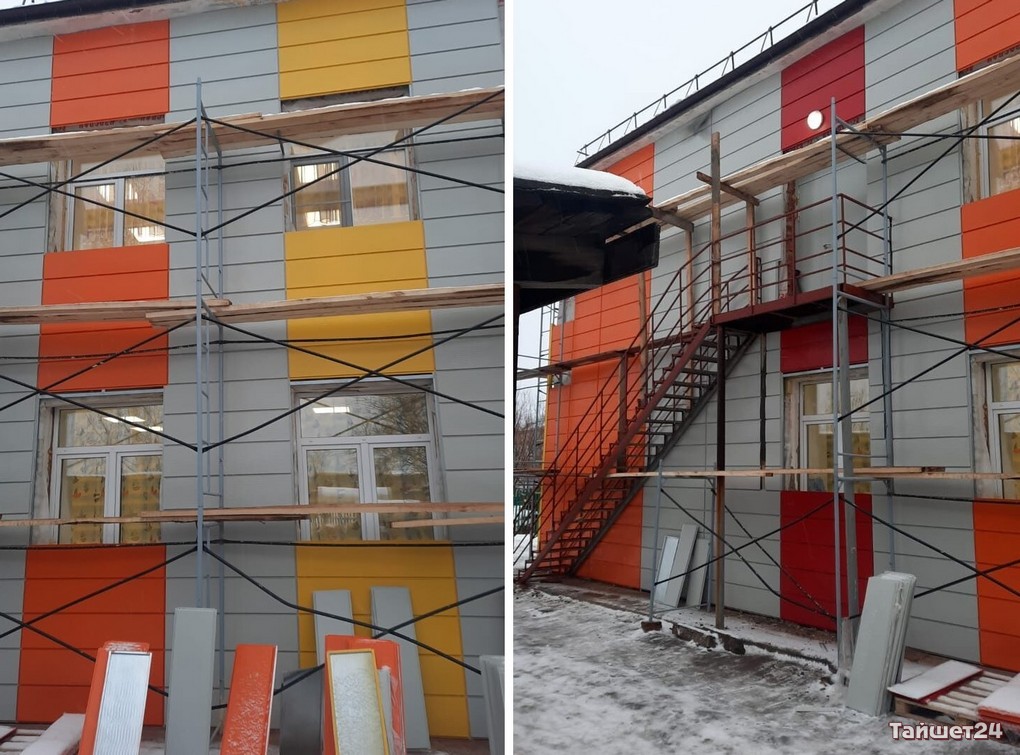 В Бирюсинске завершают ремонт фасада детского сада №3