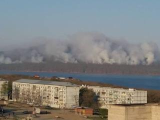 Жители Владивостока публикуют фото с огромным пожаром на острове Путятина