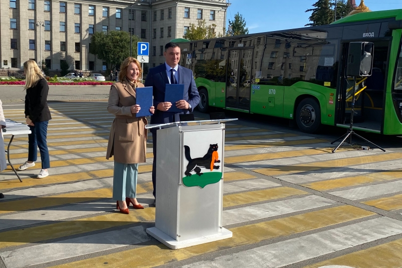 34 новых автобуса приобрели благодаря сотрудничеству Сбера и "Иркутскавтотранса"