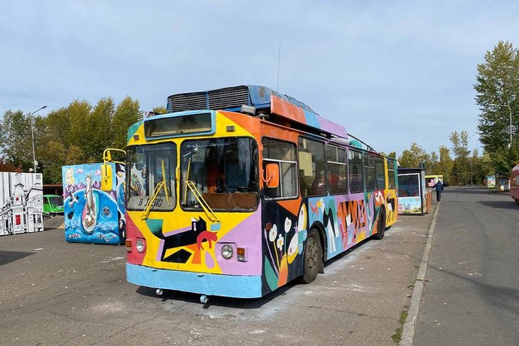 В Иркустке художница из Санкт-Петербурга нанесла граффити на троллейбус