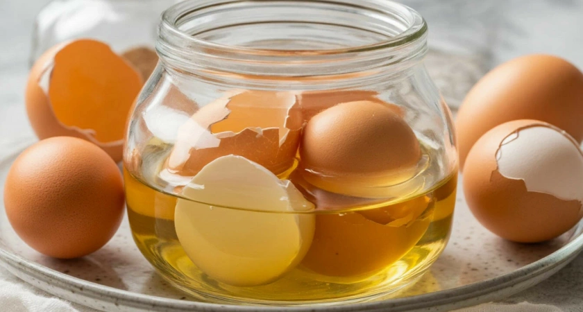 Замачиваю яичную скорлупу в уксусе на 48 часов и удивляюсь результату: почва рыхлая, мягкая как пух. Никаких покупных удобрений не нужно