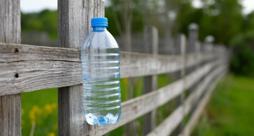 Подвесила пластиковую бутылку с водой к забору: это помогло решить одну очень деликатную проблему