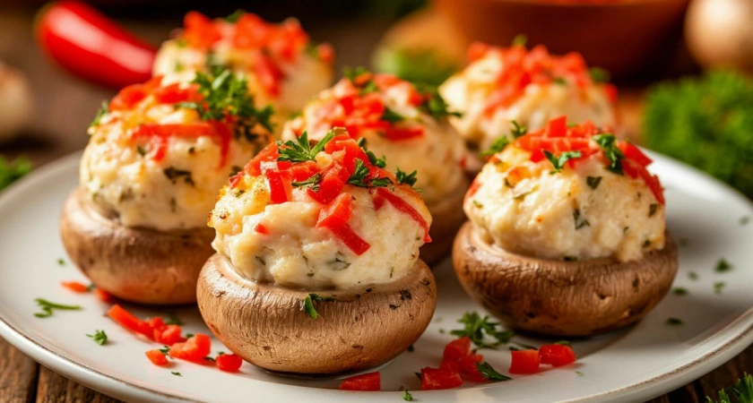 Закусочные шампиньоны с крабовыми палочками и сыром дорблю — изысканнее всякой икры! Идеально к шампанскому
