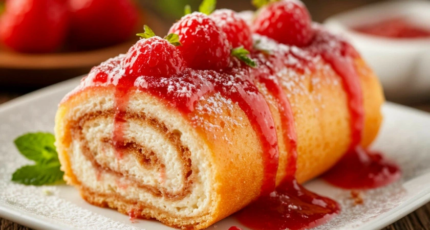 Вкуснее любого покупного торта: очень быстрый мандариновый рулет на Новый год — печем один пласт теста